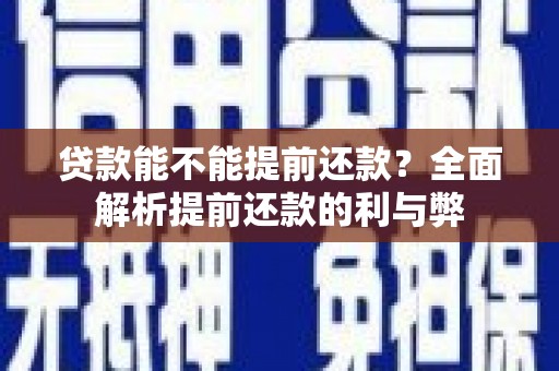 岱岳贷款能不能提前还款？全面解析提前还款的利与弊