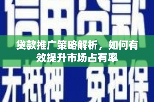 岱岳贷款推广策略解析，如何有效提升市场占有率