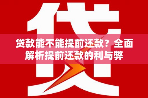 岱岳贷款能不能提前还款？全面解析提前还款的利与弊