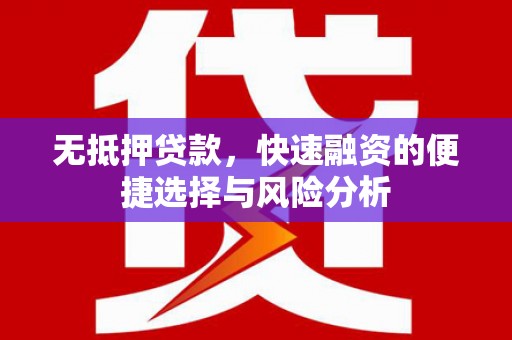 岱岳无抵押贷款，快速融资的便捷选择与风险分析