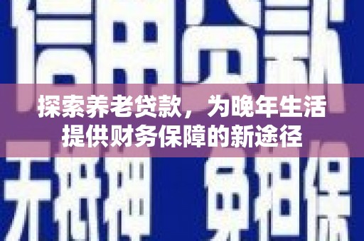 岱岳探索养老贷款，为晚年生活提供财务保障的新途径