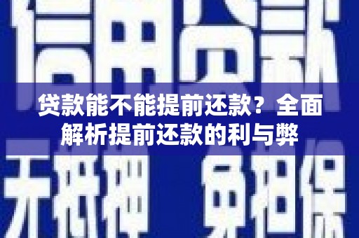 岱岳贷款能不能提前还款？全面解析提前还款的利与弊
